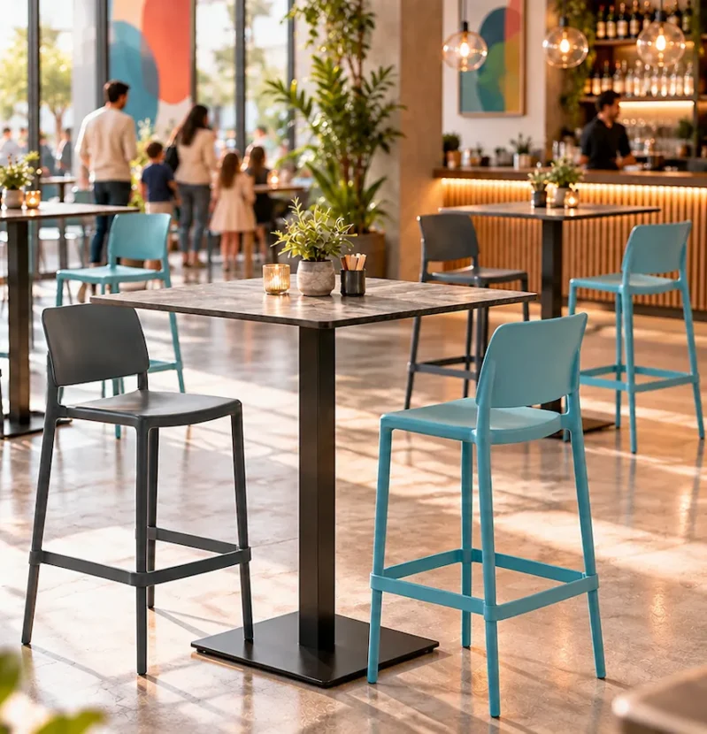 23 septembre (22) Restaurant familial avec tables, chaises et tabourets adaptés à différents usages.